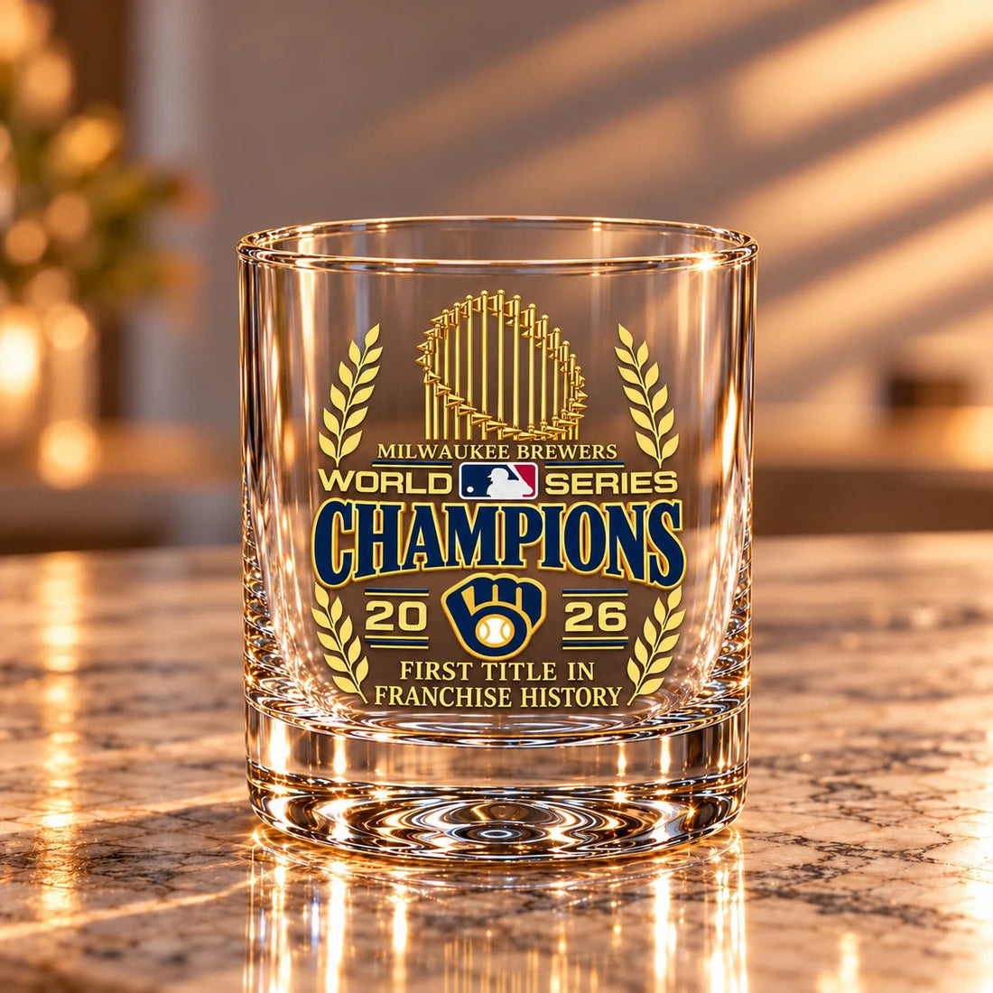 Milwaukee Brewers 2026 World Series Champions Rocks Glass – First Title in Franchise History - front view